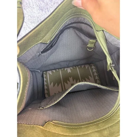 Leather Purse & Wallet Green Crossbody Tote bag Aztec Southwest Boho Tribal - Picture 7 of 16